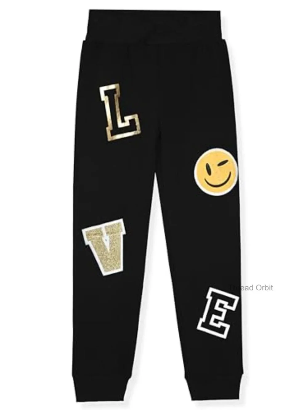 Girls 4-Pack Jogger Set – Glitter & Foil Graphic Fleece Sweatpants